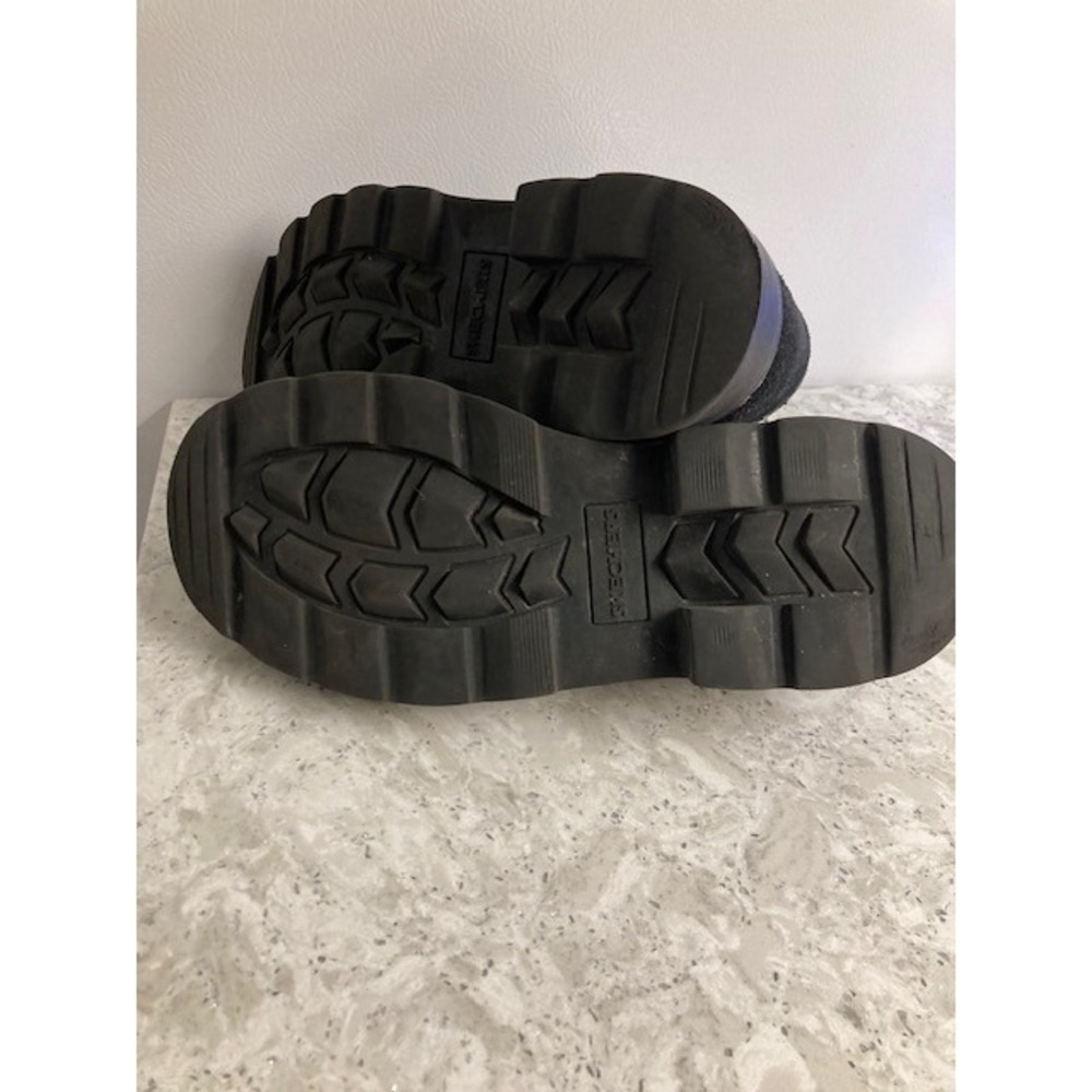 Skechers Parties Mate Oxfords Black Heavy Stitching Chunky Women's Black 9 - Picture 5 of 7